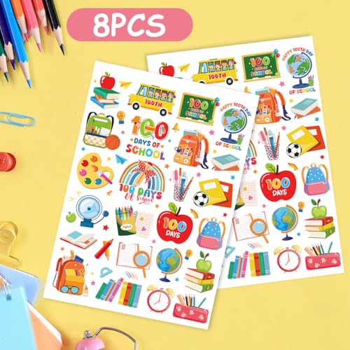 100 Days of School Temporary Tattoos - 200+ Party Favors & Classroom Rewards