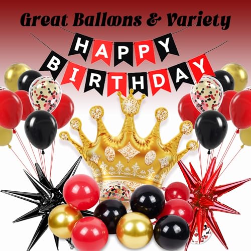 Vicduotex Red and Black Birthday Decorations Set for Men