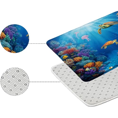 Ocean Underwater World Bath Mat 17.8"x29.5" Soft Microfiber Rug