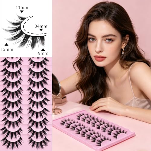 AM RIGHT THIRTY Faux 3D Mink False Eyelashes - 10 Pairs Multilayer Fluffy Manga Lashes