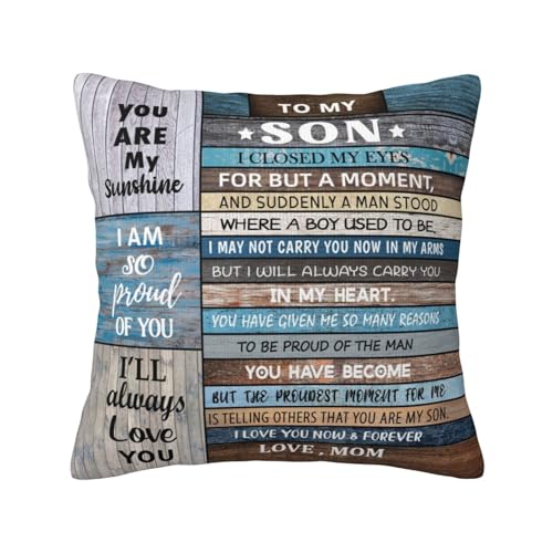 To My Son Throw Pillow Cover - 18x18 Inches - S O N Gift