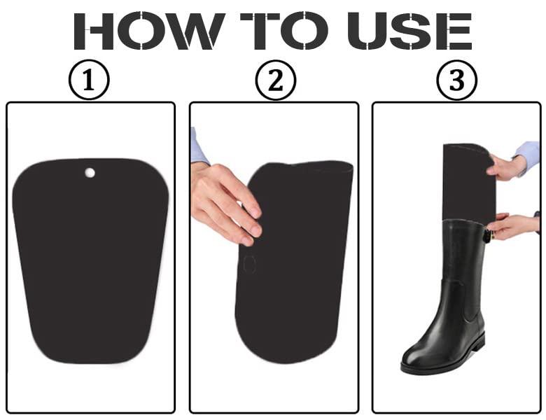 Boot Shaper Inserts - 2 Pairs, 8 Inch Black PVC for Storage