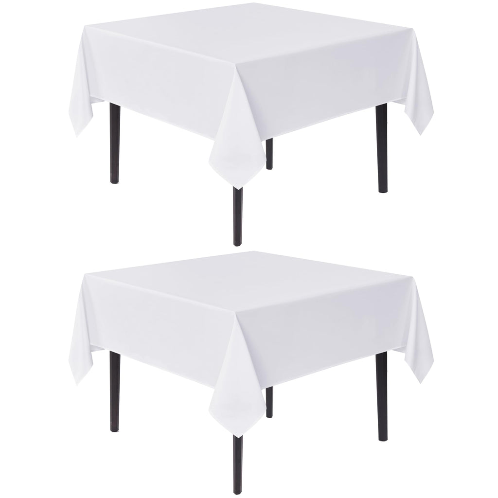 sancua White Square Tablecloths 54x54 Inch, 2 Pack - Fabric Table Cloth for Square or Round Tables, Washable Polyester Table Cover for Dinner, Holiday Party, Decorative Display Tables