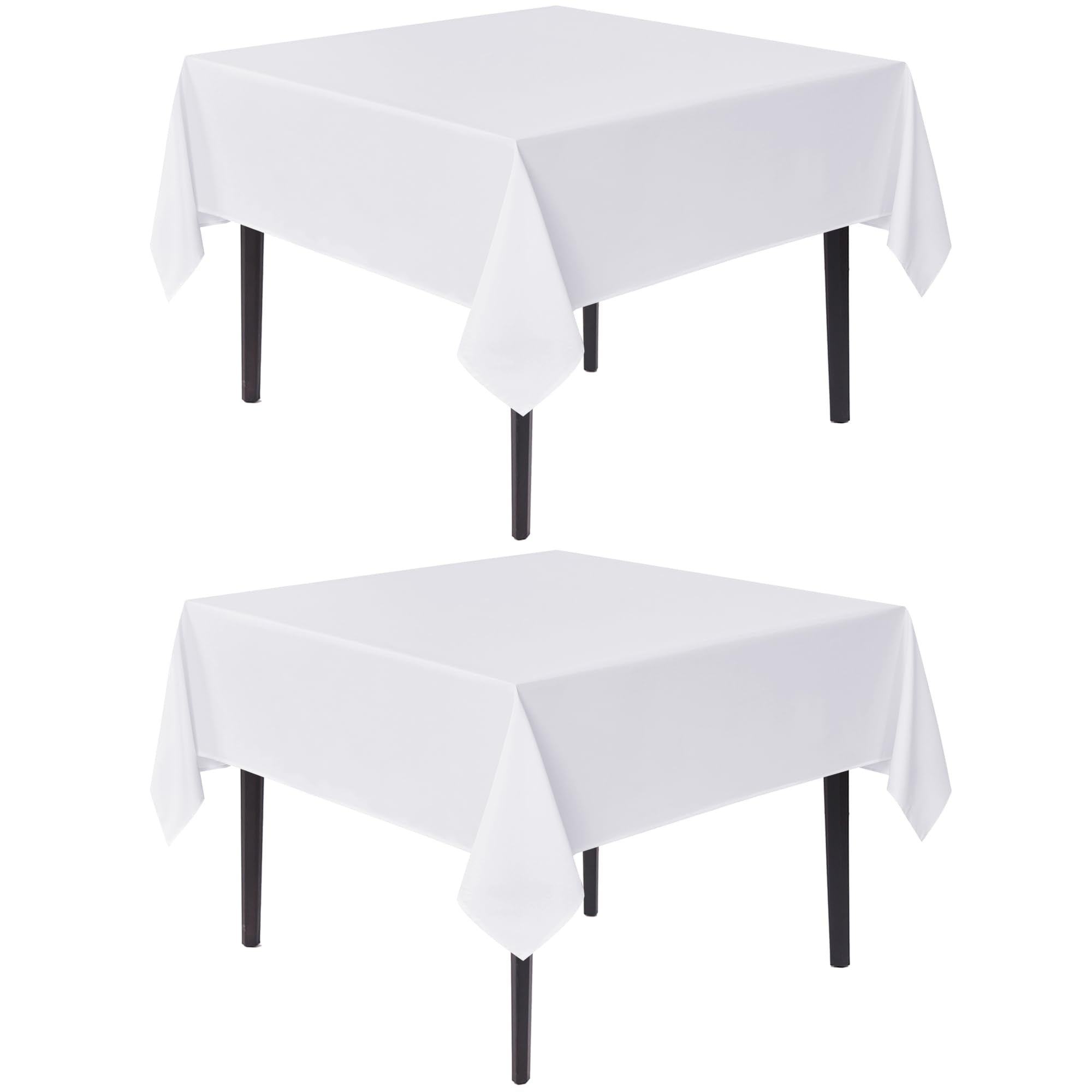 sancua White Square Tablecloths 54x54 Inch, 2 Pack - Fabric Table Cloth for Square or Round Tables, Washable Polyester Table Cover for Dinner, Holiday Party, Decorative Display Tables
