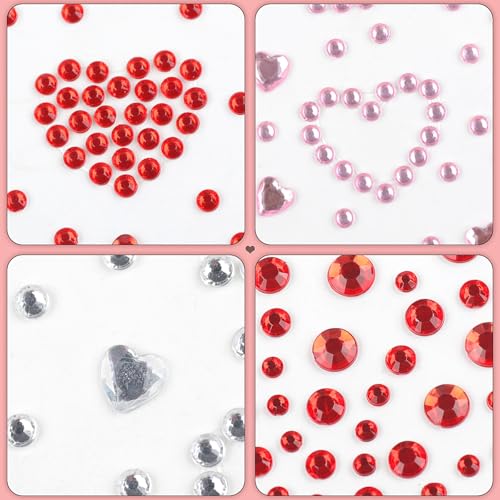 Doneace Self-Adhesive Heart Rhinestone Face & Hair Gems 6 Sheets