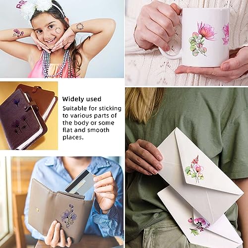Yuntop Floral Temporary Tattoos - 20 Sheets Waterproof Fake Body Art