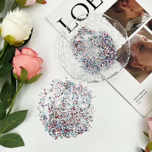 Gmlawsc 2000 PCS Crystal Nail Rhinestones Set Flatback 3D Gems for DIY Manicure