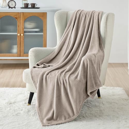 Bedsure GentleSoft Fleece Throw Blanket XL 50x70 Inches for Couch & Sofa - Oxford Tan