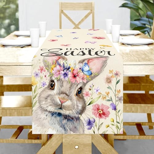 Easter Table Runner 13x72 Inch - Premium Linen Spring Decor