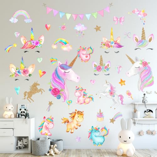LEISENOR Unicorn Wall Decal - Kids Room Stickers for Decorating