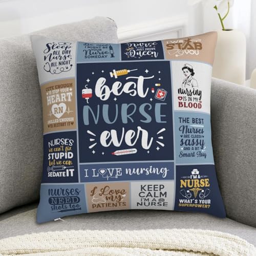 IYUBOFU Nurse Throw Pillow Cover 18x18 Inches - Appreciation Gift for Women, Graduation & Nurse Practitioner