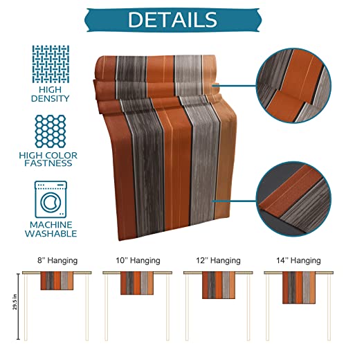 Farmhouse Cotton Linen Table Runner 16x72 Inches - Orange & Gray Rustic Decor