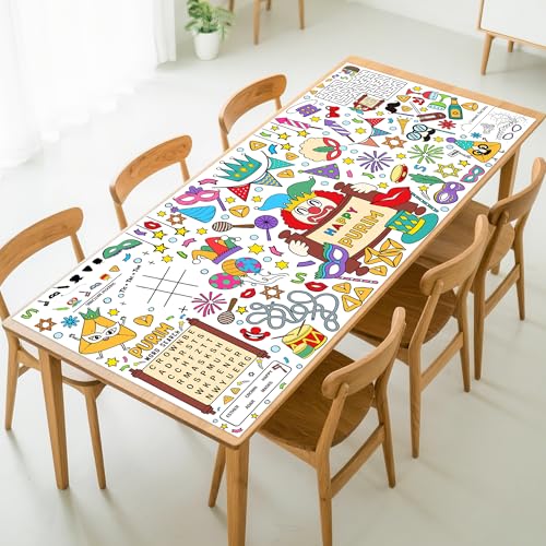 Haooryx Jumbo Purim Coloring Poster - 5-in-1 Activity Center