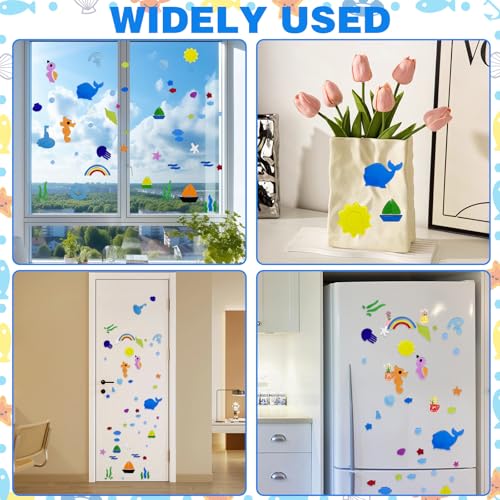 Summer Gel Window Clings - 4Pcs Colorful Jelly Stickers for Kids