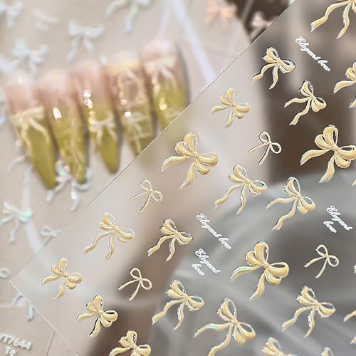 KETINIQUE White Bow Nail Stickers & Jelly Decals for Gel Nails