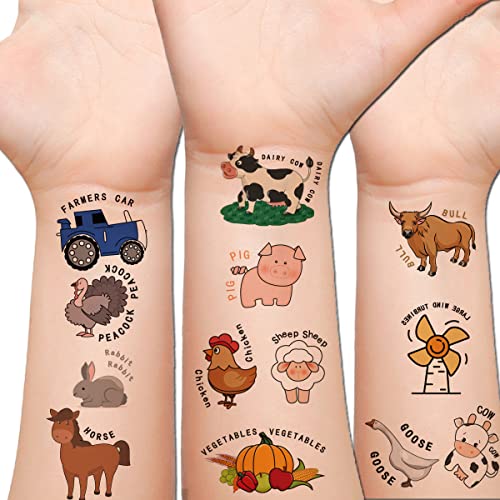 Hohamn Farm Animal Temporary Tattoos for Kids Birthday Party Favors