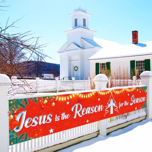 Jesus Is The Reason for The Season Christmas Banner - Christian Decorations, 9.8x1.6 ft, Holiday Party Background - Variation of Jesus Season