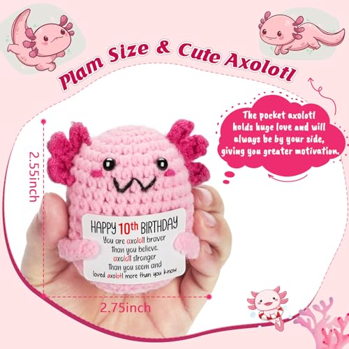 Handmade Crochet Axolotl Plush Toy for 10-Year-Old Girls