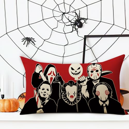 Halloween Horror Movie Characters Decorative Pillow Cover - 20" x 12"