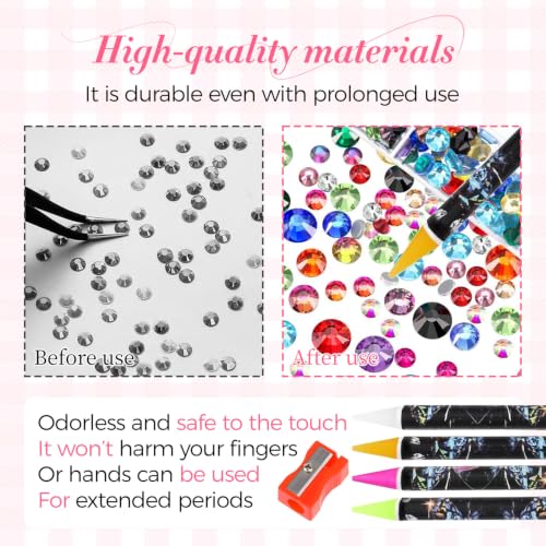 Fzuee 4-Pack Rhinestone Picker Tool Wax Dotting Pen Set with Sharpener