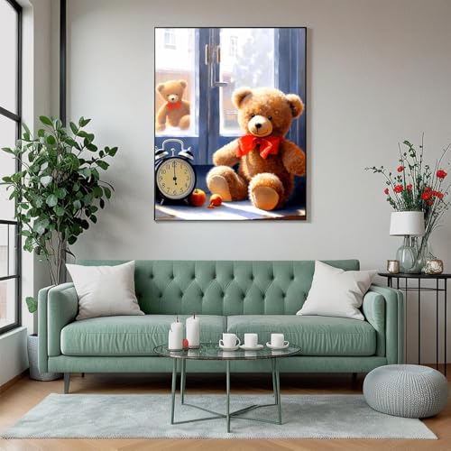 5D Diamond Art Kit - Bear Mosaic Painting, 12x16 Inch DIY