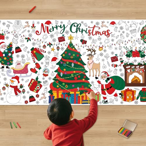 Giant Christmas Coloring Tablecloth - 30x72 Inch Holiday Craft