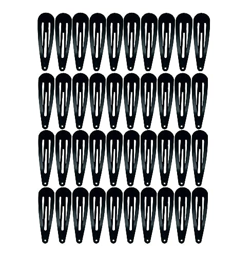 Black Metal Snap Hair Clips 2 Inch No Slip Hair Barrettes for Women