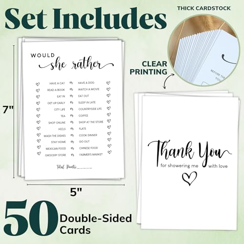 Would She Rather Bridal Shower Game - 50 Cards, Ready to Play