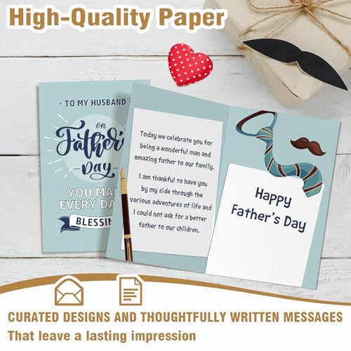 Cute Father's Day Card for Husband - 8x5 inches, Dual Page Design