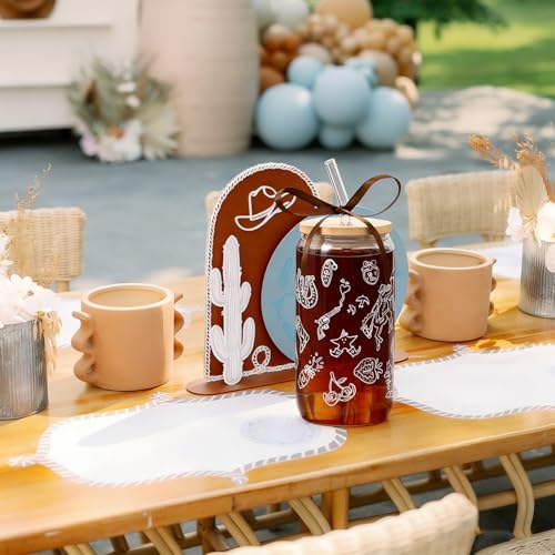 16oz Western Glass Tumbler with Lid & Straw - Perfect Cowgirl Gift