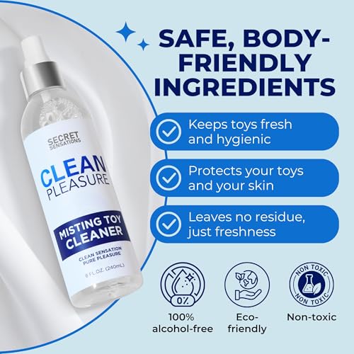 Secret Sensations 8 Fl Oz Adult Toy Cleaner Spray - Gentle & Effective Hygiene