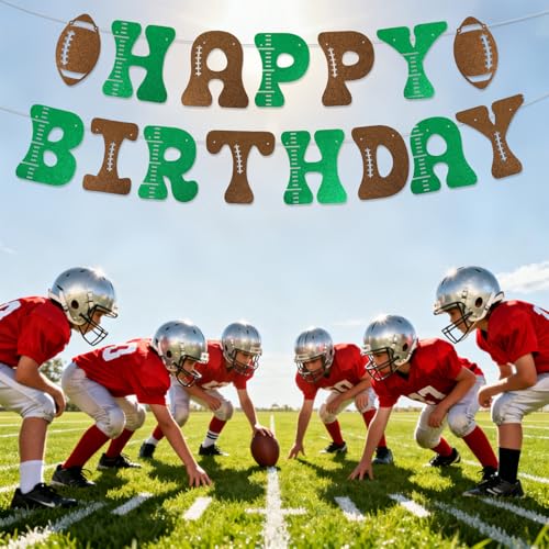 Football Birthday Banner - Pre-Strung Glitter Party Decoration