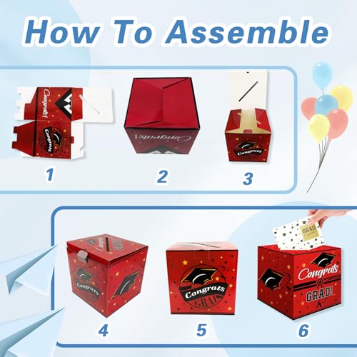 Graduation Card Box Holder - Foldable Congrats Grad Decor, 8.27in