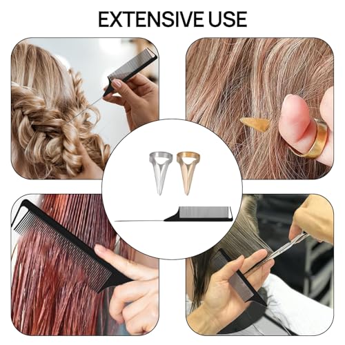 Hair Braiding Tool Set with 8 Alloy Parting Rings and Rat Tail Comb