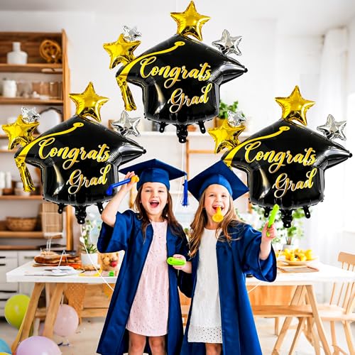 3-Pack Graduation Cap Balloons - Congrats Grad Party Decor
