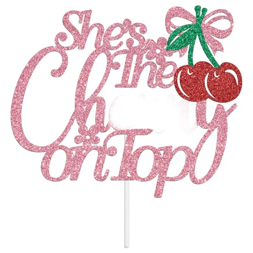 She's the Cherry on Top Cake Topper - Fruit Theme Party Decor