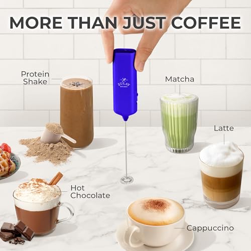 Zulay Kitchen Mini Milk Frother - Handheld Coffee Mixer for Lattes & More