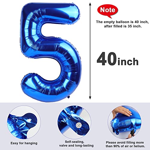 40 Inch Blue Number Balloons for Men's Birthday Party Decorations