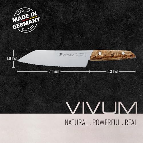 Allround Knife - 7 Inch Serrated Kitchen Utility Knife with Birch Handle, Germany