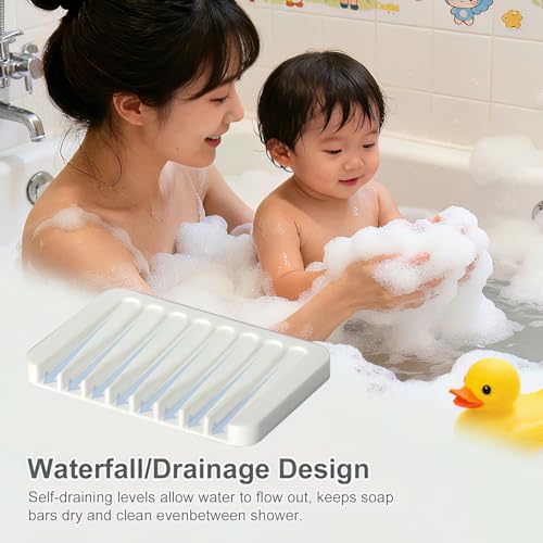 Silicone Soap Dish Set - Self-Draining Holder for Bathroom & Kitchen