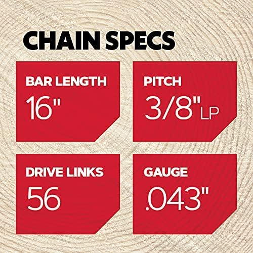 Oregon Chainsaw Chain - Low-Kickback 3/8" LP Pitch, .043" Gauge for 16" Bar | 56 Drive Links