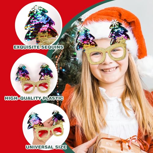 Christmas Glitter Glasses Frames Set - 36 Holiday Costume Props