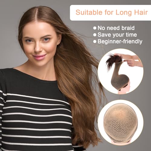 Sibba 10 Pcs Nude Wig Caps for Women - Large Mesh Elastic Hair Nets