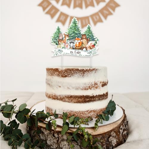 Woodland Animal Baby Shower Cake Topper - Fox, Deer & Owl Decor