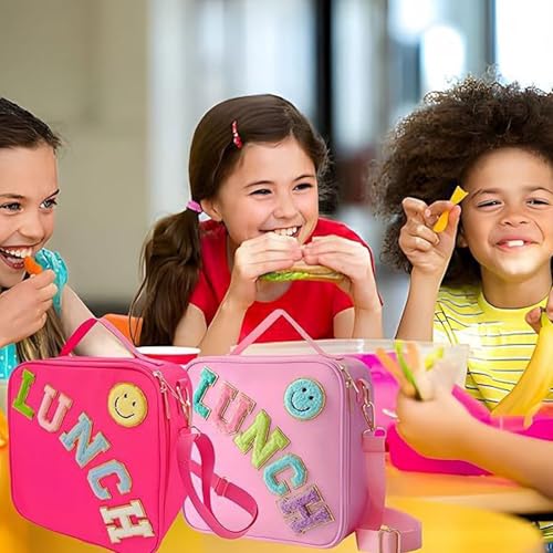 Purple Insulated Lunch Bag with Adjustable Strap - Reusable & Cute for Kids