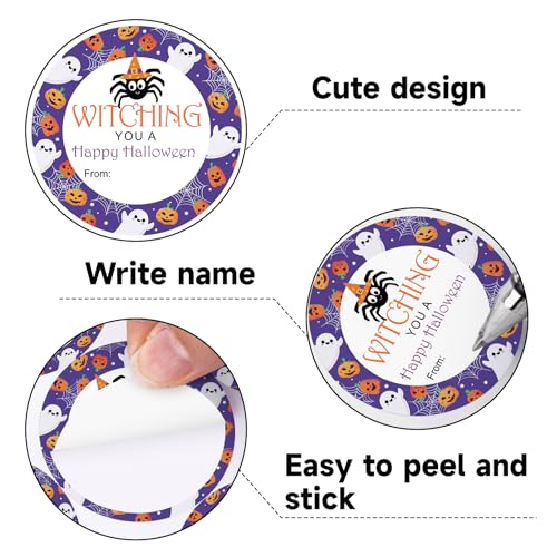 60PCS Halloween Stickers - 2 Inch Pumpkin Ghost Spider Labels
