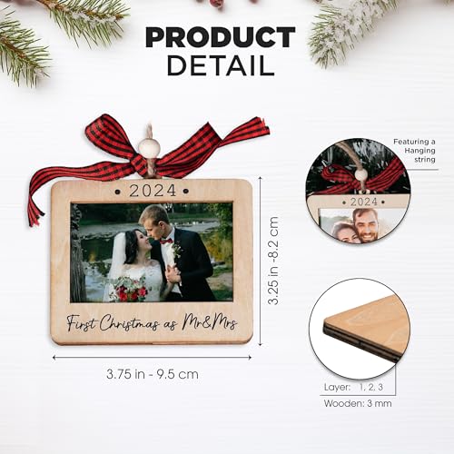 Christmas Photo Frame Ornament Mr & Mrs Keepsake Holiday Decor