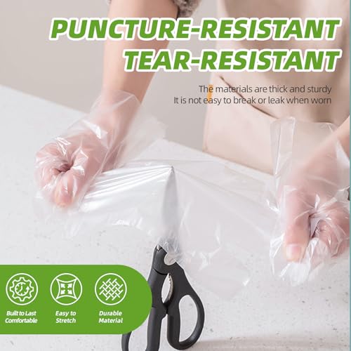 Disposable Food Grade Plastic Gloves - 200 pcs, Textured Grip, One Size