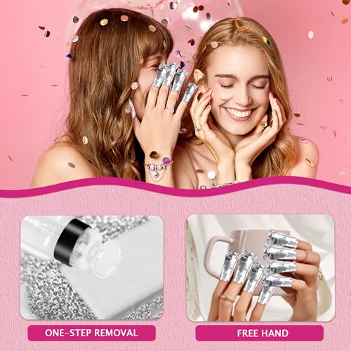SHEERBLISS 100PCS Nail Foil Wraps for Soak Off Gel Polish Remover with Cuticle Pusher