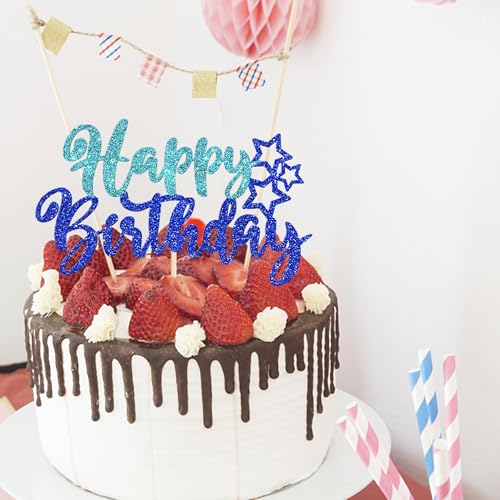 Happy Birthday Cake Topper - Glitter Decoration for Parties